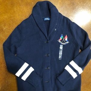 Ralph Lauren Polo Shawl Collar Flag Logo Sweater